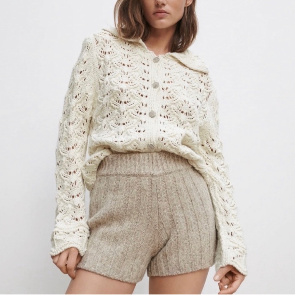 Zara knit diamond studded button sweater cardigan